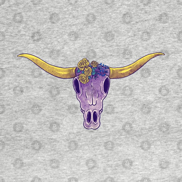 Longhorn Skull an Yellow Roses | Vulture Culture Goblincore Cottagecore Yellow rose of Texas by anycolordesigns